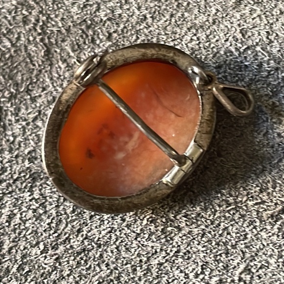 Sterling Cameo Pin Pendant Vintage - Picture 2 of 4